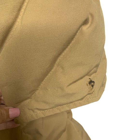 Vintage 80s Snowbird Goose Down Coat XS Tan Quilted Puffer High Collar Button Zi - Picture 8 of 10